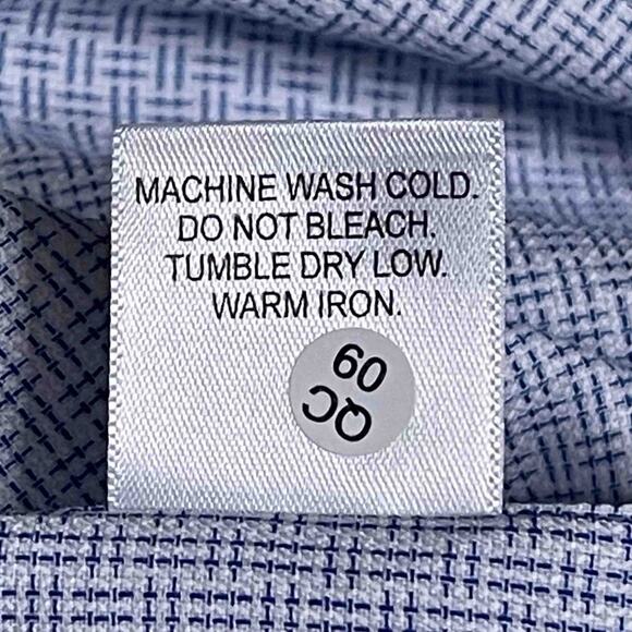 Mens Johnston & Murphy Button Down Dress Shirt Blue Patterned 100% Cotton Sze XL - Picture 6 of 8